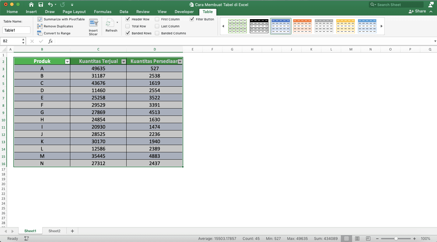 Cara Membuat Tabel Di Excel Dengan Table Tools Dan Contohnya Images