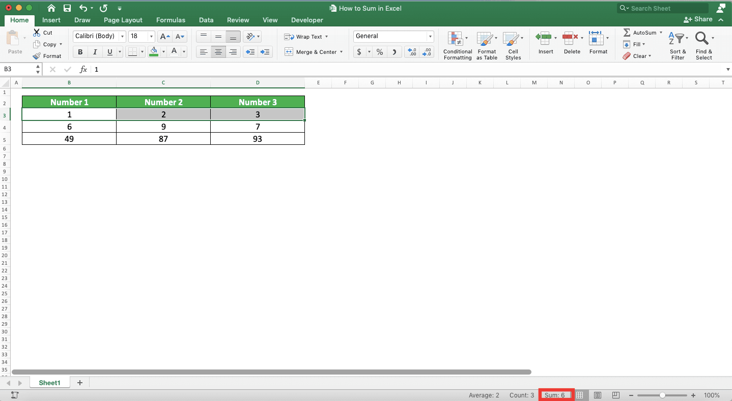 How to Sum in Excel and All Its Formulas/Functions - Screenshot of the Drag Implementation Example in Excel to Sum Numbers