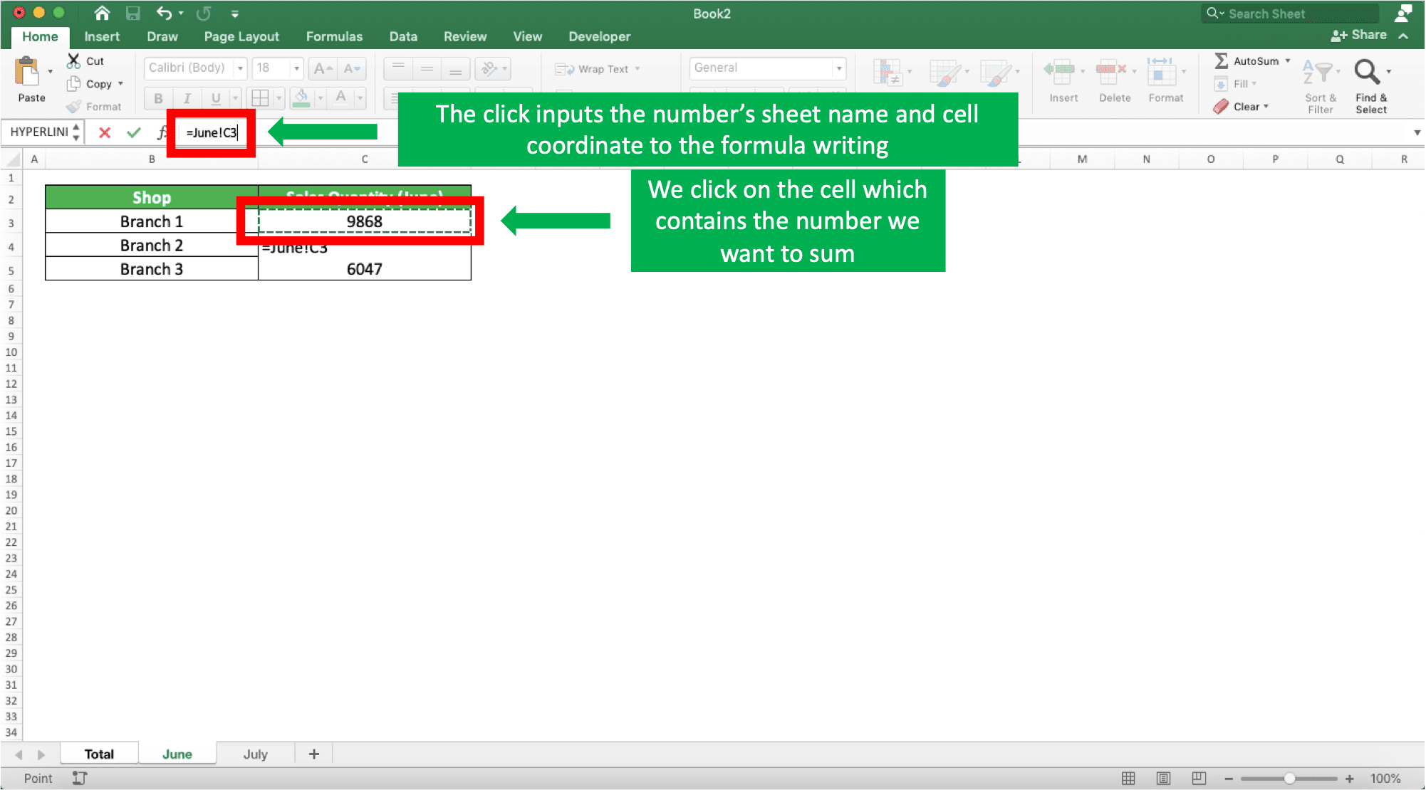 How to Sum in Excel and All Its Formulas/Functions - Screenshot of the Cell Click for a Sheets Sum Process Example in Excel