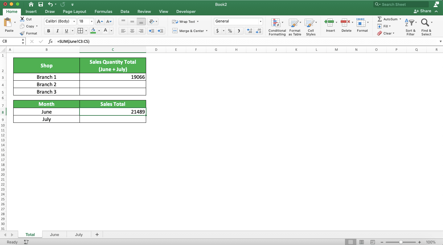 How to Sum in Excel and All Its Formulas/Functions - Screenshot of the Sheets Sum Result Example in Excel Using SUM