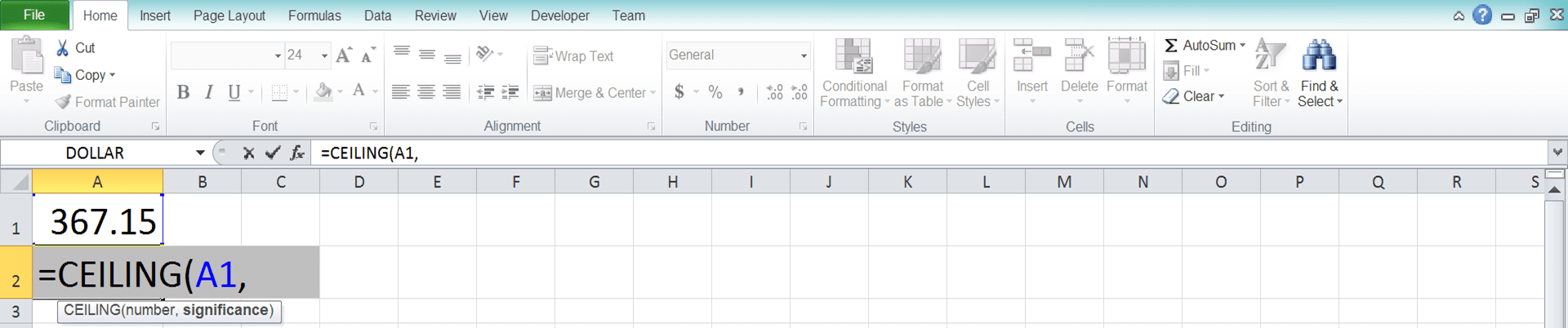 How to Use the CEILING Excel Formula: Functions, Examples and Writing Steps - Screenshot of Step 3