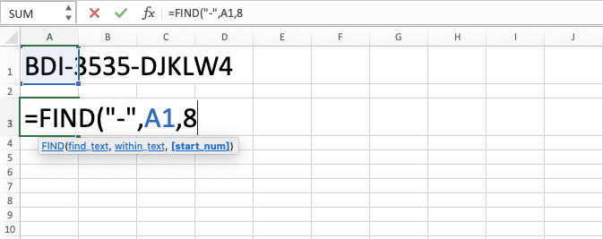 How to Use the FIND Function in Excel: Usabilities, Examples, and Writing Steps - Screenshot of Step 5
