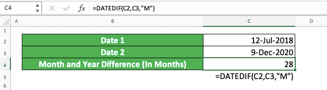 How to Use IF Formula/Function in Excel - Screenshot of DATEDIF Implementation Example