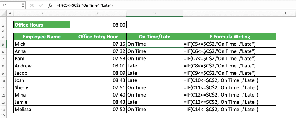 How to Use IF Formula/Function in Excel - Screenshot of IF Implementation Example 3