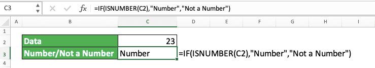 How to Use IF Formula/Function in Excel - Screenshot of IF ISNUMBER Implementation Example
