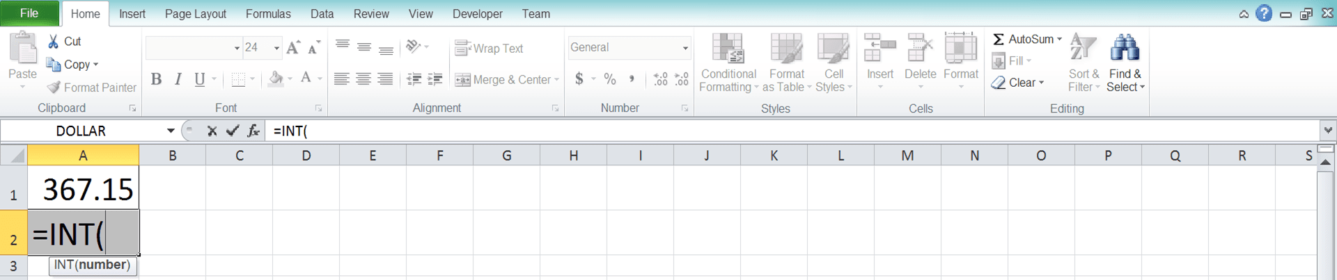 How to Use the INT Formula in Excel: Functions, Examples, and Writing Steps - Screenshot of Step 2