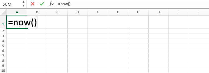Excel NOW Function - Screenshot of Step 3