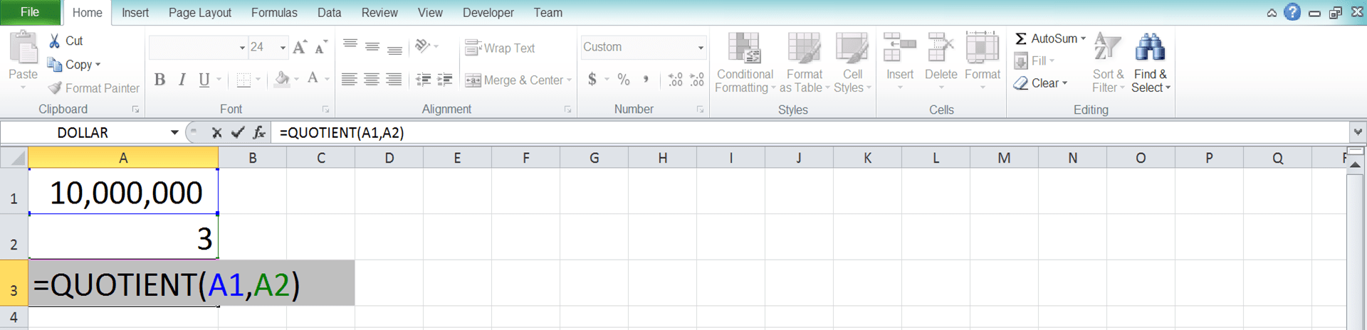 How to Use the QUOTIENT Formula in Excel: Functions, Examples, and Writing Steps - Screenshot of Step 5
