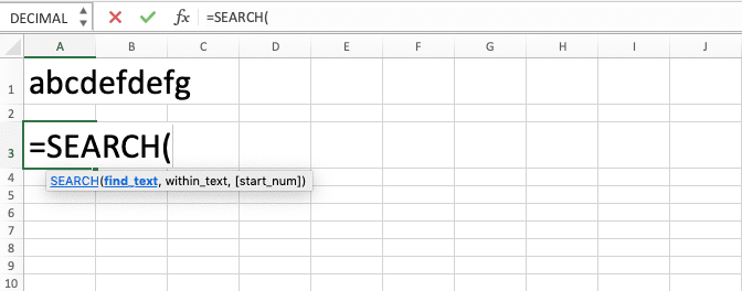 How to Use the SEARCH Function in Excel: Usabilities, Examples, and Writing Steps - Screenshot of Step 2
