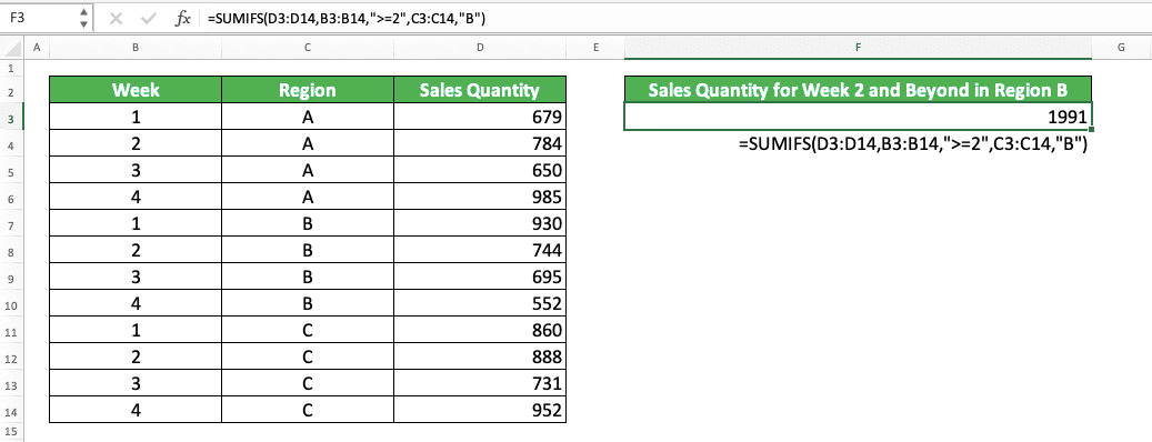 How to Use SUMIFS Excel Formula: Function, Examples, and Writing Steps - Screenshot of the SUMIFS Implementation Example in Excel