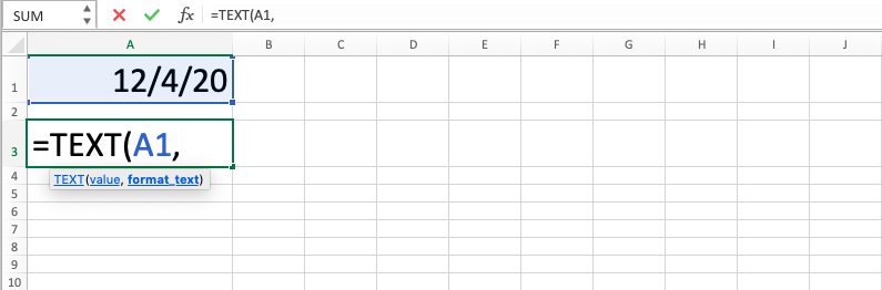 TEXT Function in Excel - Screenshot of Step 3