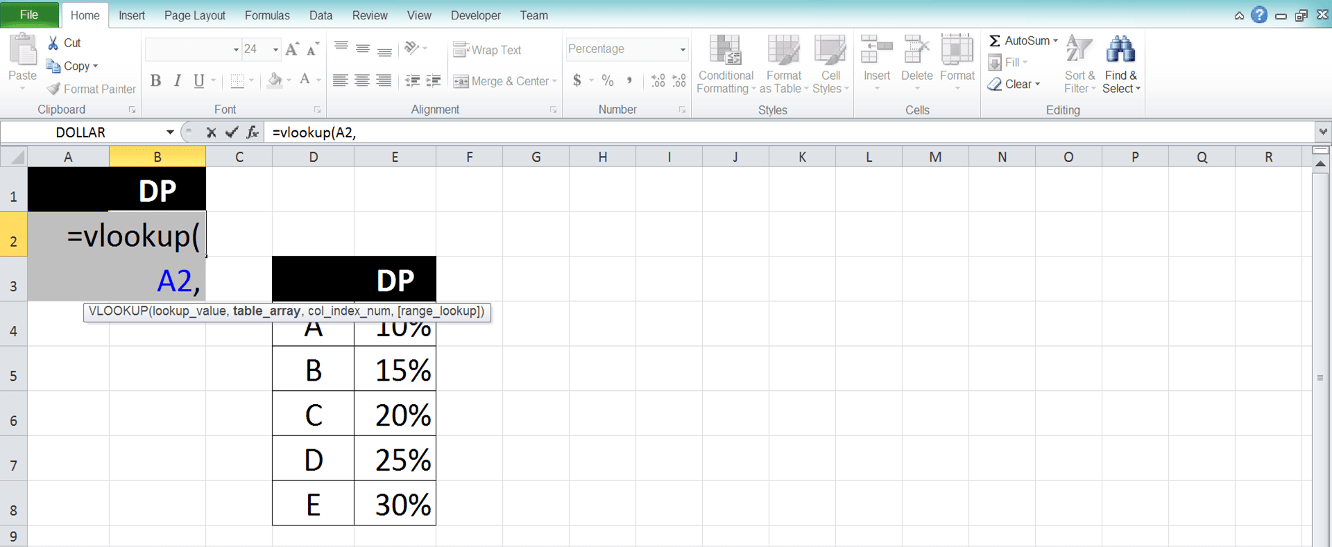 VLOOKUP and HLOOKUP in Excel: Functions, Examples, and How to Use - Screenshot of Step 3 (VLOOKUP)
