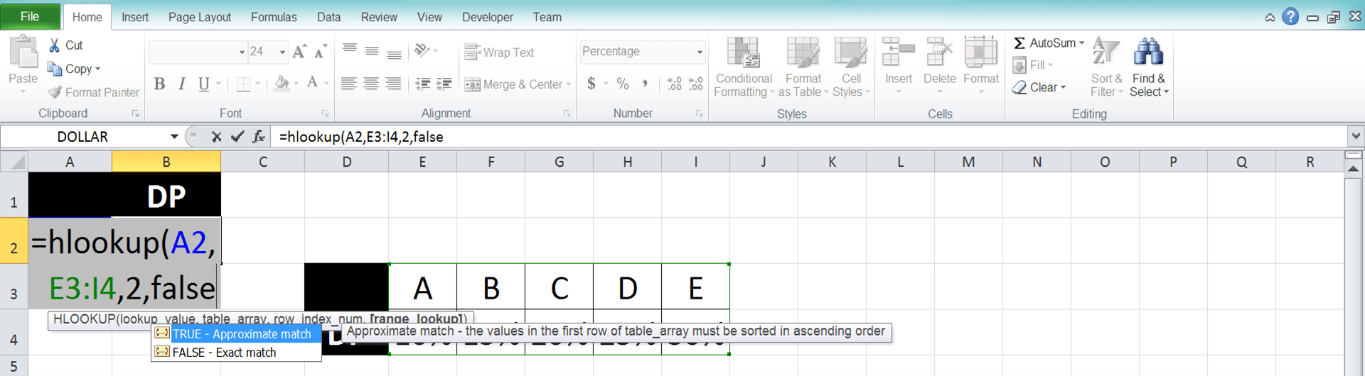 VLOOKUP and HLOOKUP in Excel: Functions, Examples, and How to Use - Screenshot of Step 6 (HLOOKUP)