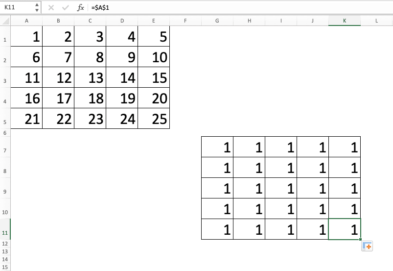 Using F4 Excel Shortcuts - Screenshot of Step 1-4-2