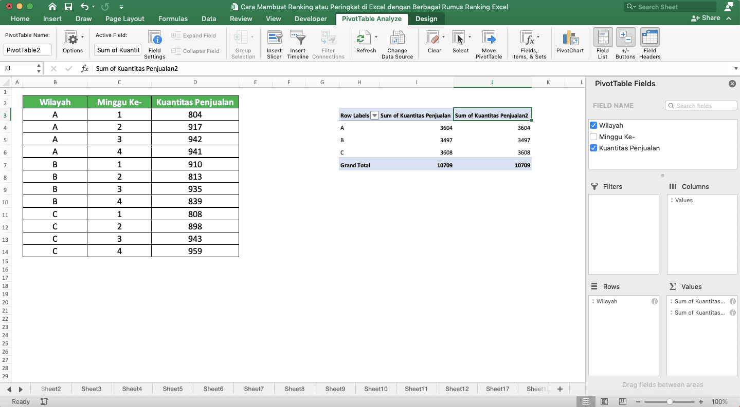 Cara Membuat Ranking/Peringkat di Excel dengan Berbagai Rumus Ranking Excel - Screenshot Lokasi Tombol Nilai untuk Masuk ke Pengaturan Ranking