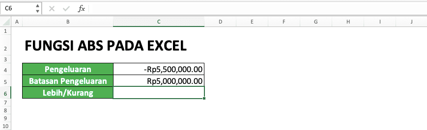 Cara Menggunakan Fungsi ABS Pada Excel: Kegunaan, Contoh, dan Penulisan Rumus - Screenshot Data Untuk Contoh Input ABS di Dalam Rumus Lainnya