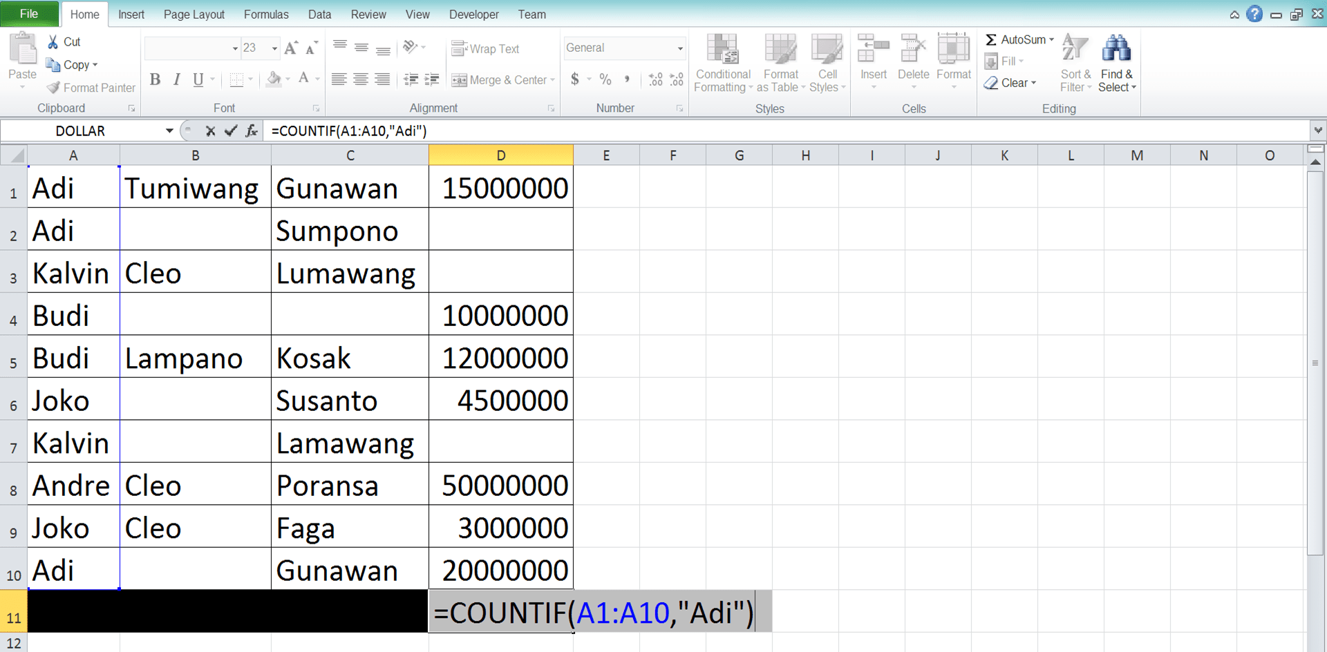 Fungsi/Rumus COUNTIF Excel: Kegunaan, Contoh, dan Cara Menggunakan - Screenshot Langkah 5