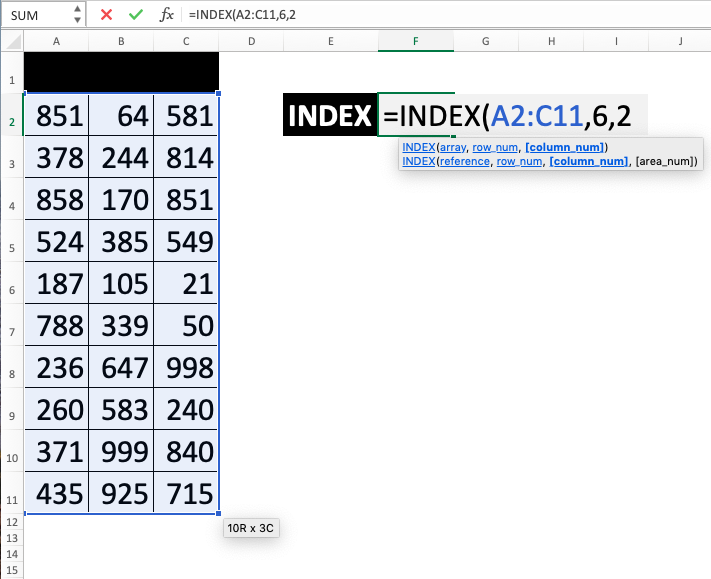 Rumus INDEX Excel - Screenshot Langkah 1-5
