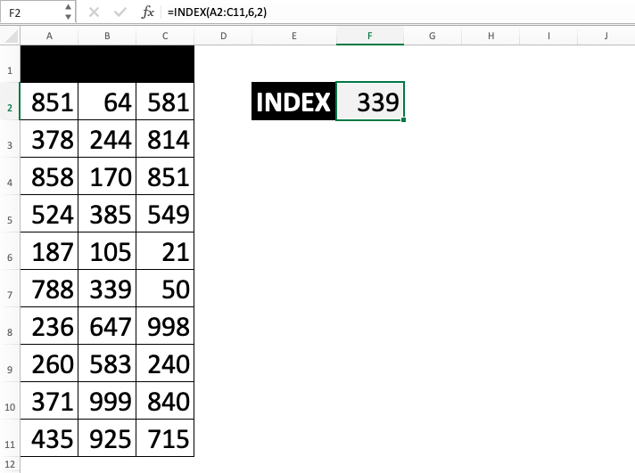 Rumus INDEX Excel - Screenshot Langkah 1-8