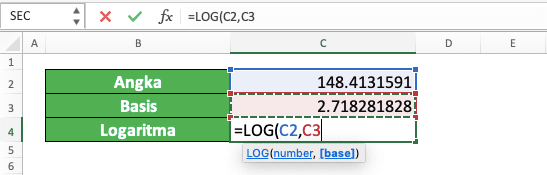 Cara Menggunakan Rumus LOG di Excel: Fungsi, Contoh, dan Langkah Penulisan - Screenshot Langkah 4