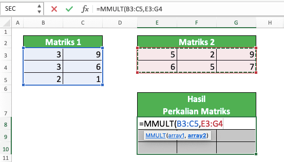 Cara Menggunakan Rumus MMULT Excel: Fungsi, Contoh, dan Langkah Penulisan - Screenshot Langkah 4