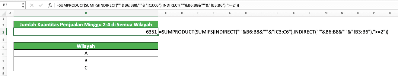 Cara Menggunakan Rumus SUMIFS Excel: Fungsi, Contoh, dan Langkah Penulisan - Screenshot Sheet Contoh Implementasi SUMIFS Untuk Beberapa Sheet di Excel