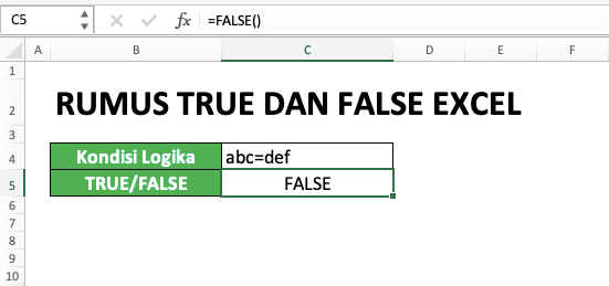 Cara Menggunakan Rumus TRUE dan FALSE Excel: Fungsi, Contoh, dan Penulisan - Screenshot Langkah 2-5