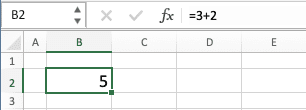 Cara Menghitung di Excel - Screenshot Contoh Hasil Implementasi Penulisan Rumus Secara Manual untuk Menjumlahkan Angka