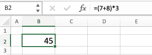 Cara Menghitung di Excel - Screenshot Contoh Hasil Implementasi Tanda Kurung pada Penulisan Rumus Perhitungan Excel