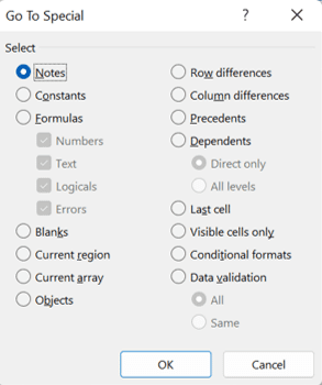 Ctrl + G di Excel: Fungsi dan Cara Menggunakannya - Screenshot Contoh Tampilan Boks Dialog Go To Special