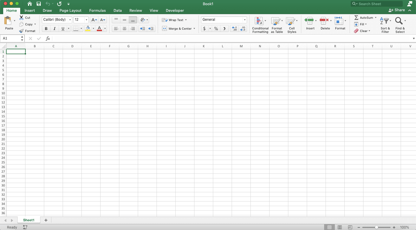 Ctrl + Home di Excel: Fungsi dan Cara Menggunakannya - Screenshot Contoh Posisi Kursor Cell Setelah Menekan Tombol Ctrl + Home