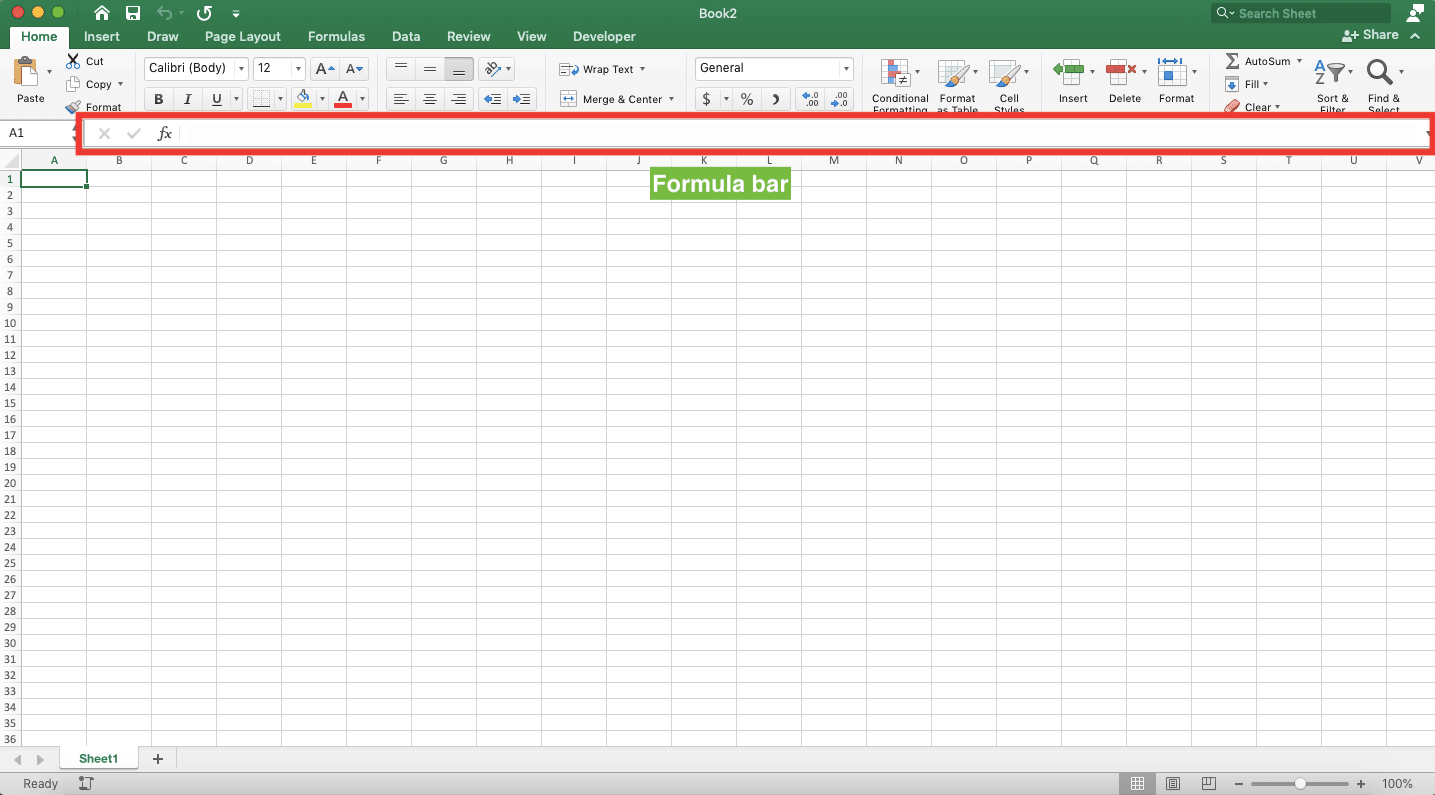 Formula Bar di Excel: Fungsi, Pengertian, dan Penggunaan - Screenshot Letak Formula Bar