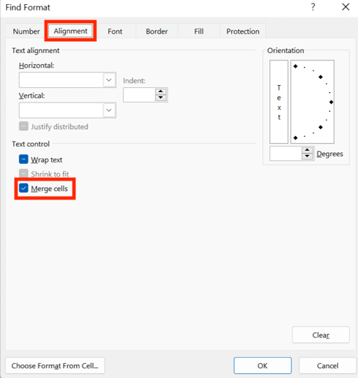 Cara Menggabungkan Cell di Excel - Screenshot Lokasi Tab Alignment dan Boks Centang Merge Cells di Dialog Box Format Cells