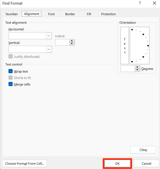 Cara Menggabungkan Cell di Excel - Screenshot Lokasi Tombol OK di Dialog Box Format Cells