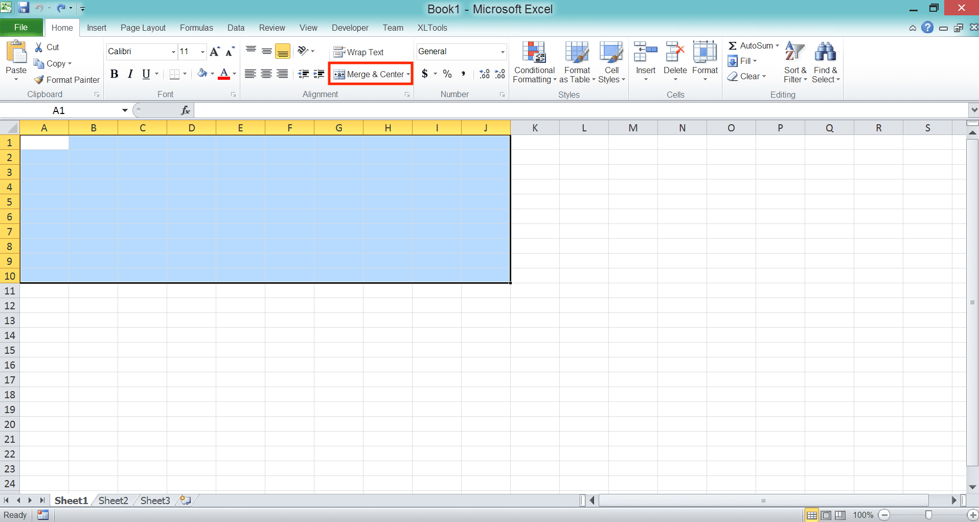 Cara Menghapus/Menghilangkan Garis di Excel - Screenshot Langkah Metode Merge Cells 2