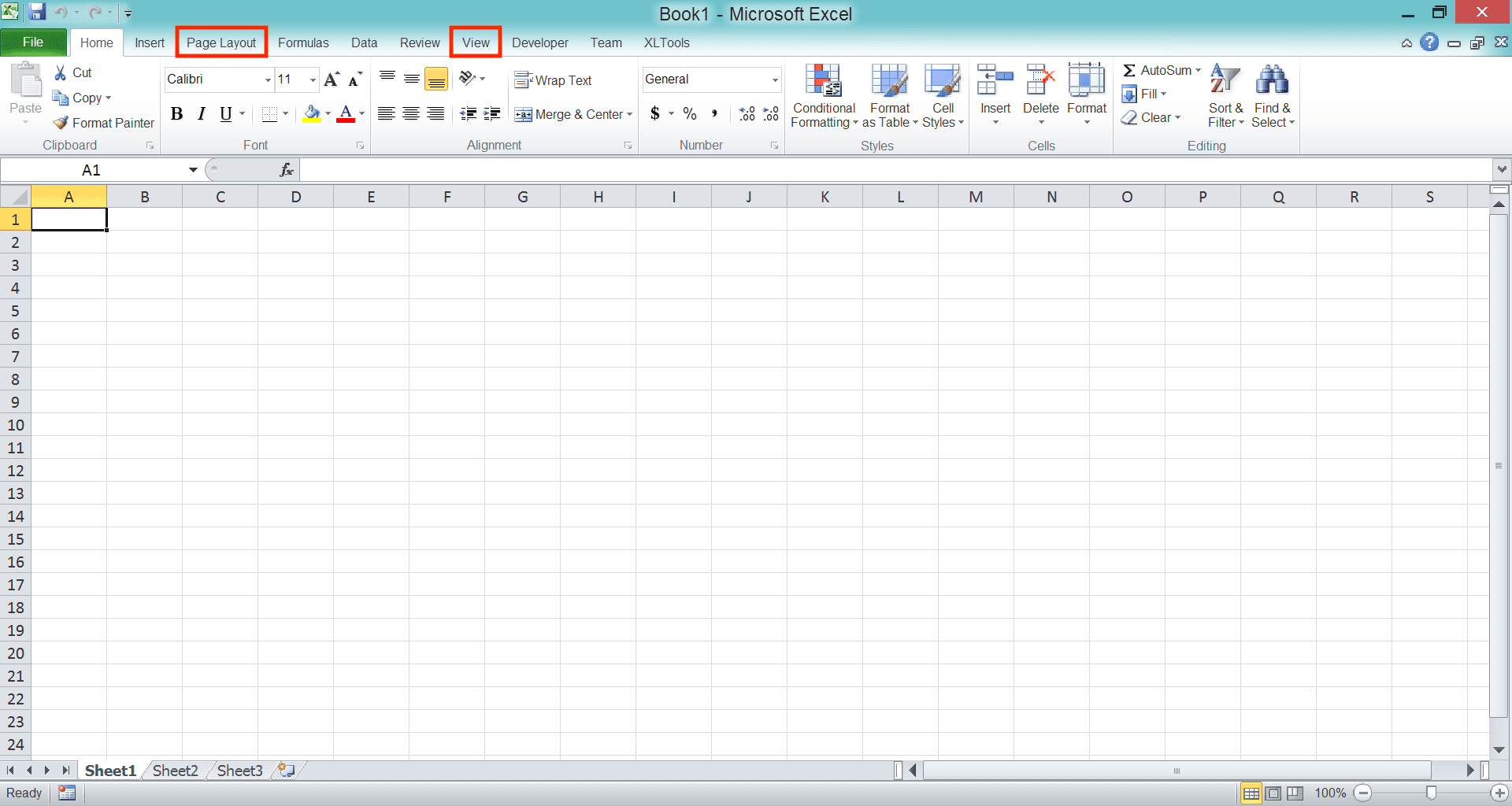Cara Menghapus/Menghilangkan Garis di Excel - Screenshot Langkah Metode Tab View/Page Layout 1
