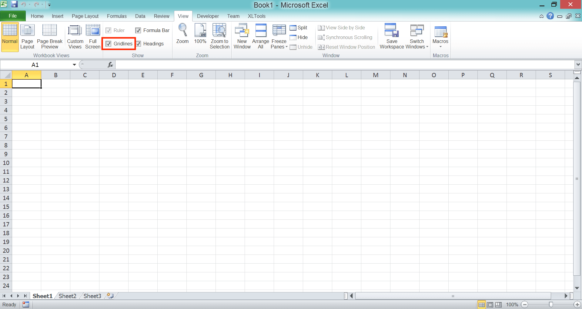 Cara Menghapus/Menghilangkan Garis di Excel - Screenshot Langkah Metode Tab View/Page Layout 2-1