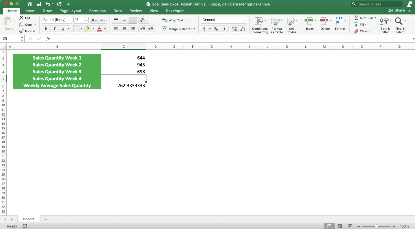 Goal Seek Excel Adalah…; Definisi, Fungsi, dan Cara Menggunakannya - Screenshot Langkah 1