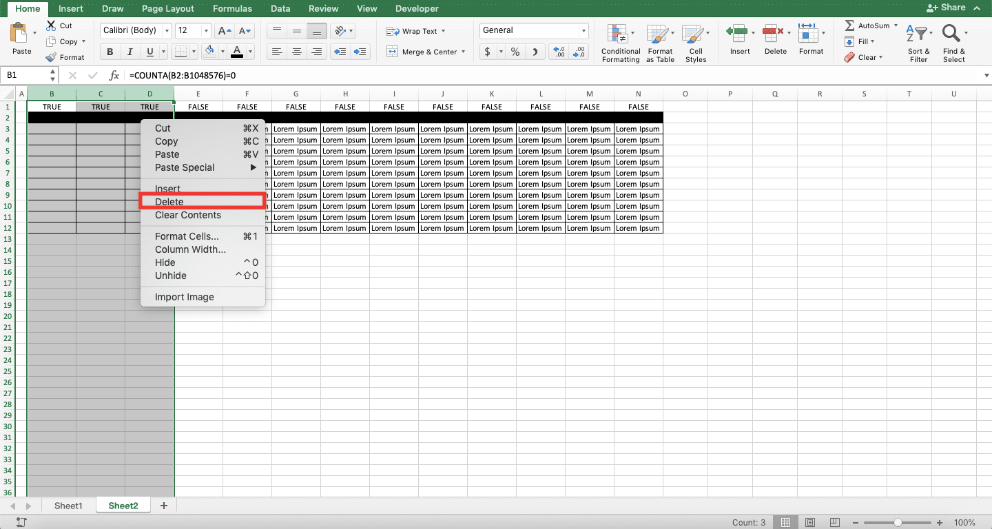 Cara Menghapus Kolom di Excel - Screenshot Langkah 7 Menghapus Kolom Kosong di Excel