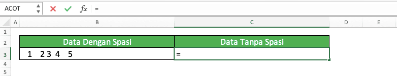 Cara Menghilangkan Semua Spasi di Excel - Screenshot Cara Menghilangkan Semua Spasi di Excel dengan Rumus, Langkah 1