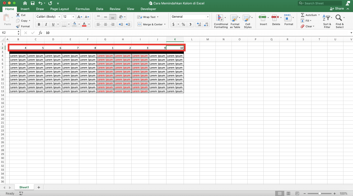 Cara Memindahkan Kolom di Excel - Screenshot Langkah 3 Cara Sort