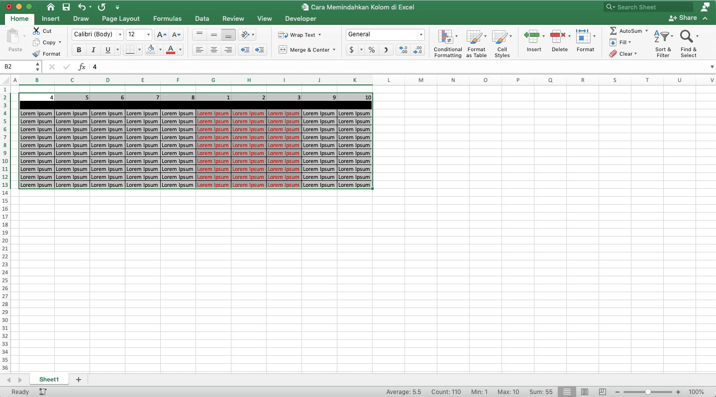 Cara Memindahkan Kolom di Excel - Screenshot Langkah 4 Cara Sort