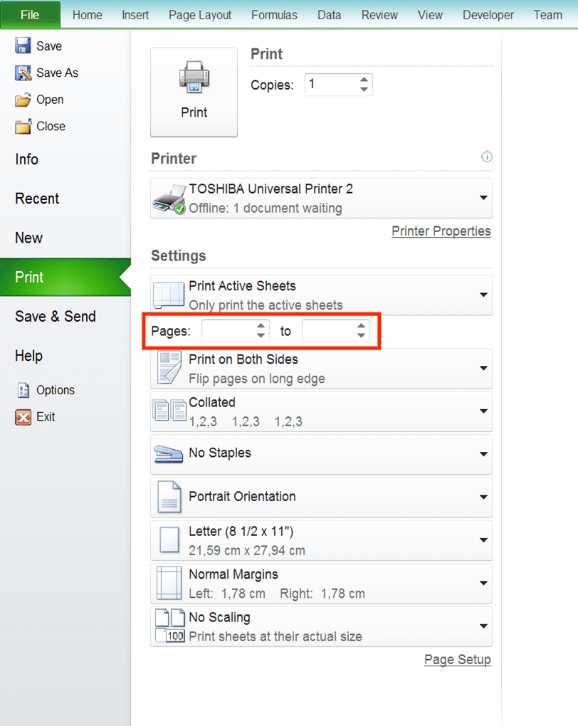 Cara Print Excel Agar Tidak Terpotong, Rapi, dan Full Kertas - Screenshot Pengaturan Pages