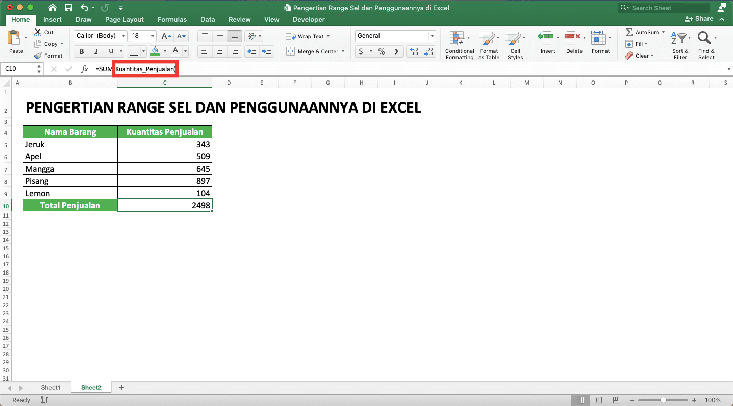 Pengertian Dari Range Adalah; Definisi, Fungsi, dan Penggunaannya di Excel - Screenshot Penggunaan Named Range