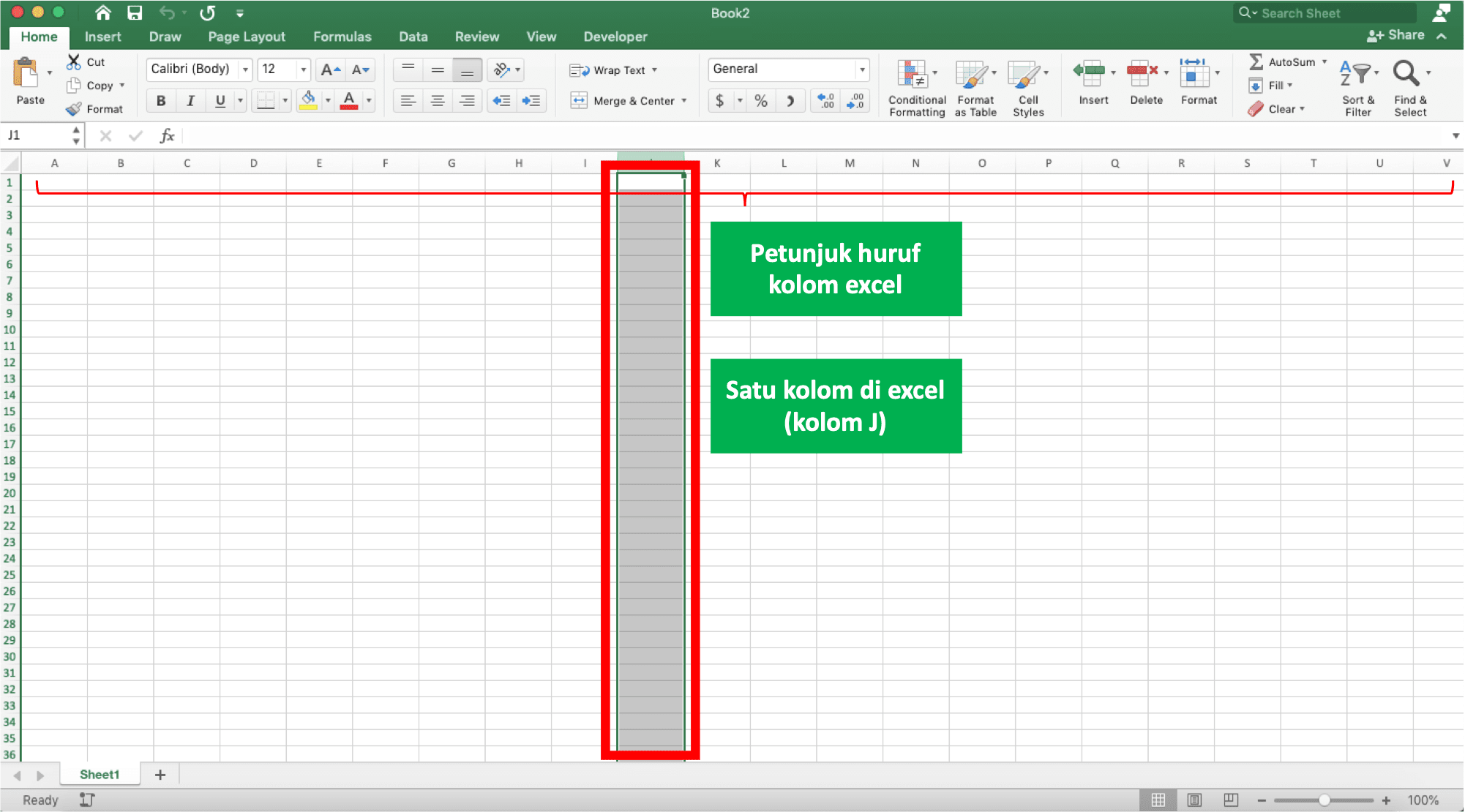 Pengertian & Perbedaan Row dan Column (Baris dan Kolom) Excel - Screenshot Contoh Column di Excel