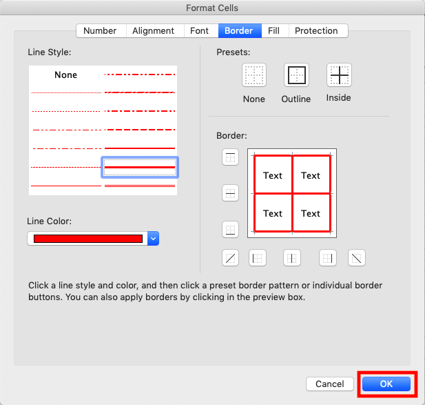 Cara Menambah Garis (Border) di Excel - Screenshot Langkah 3-7