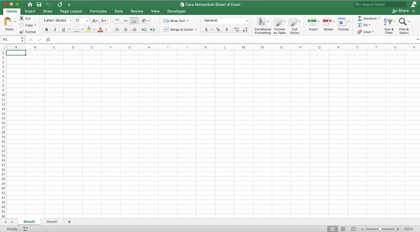 Cara Menambah Sheet di Excel - Screenshot Cara Klik Kanan, Langkah 2