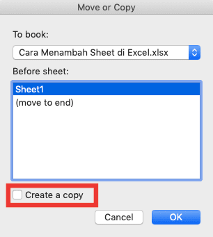 Cara Menambah Sheet di Excel - Screenshot Cara Salin, Langkah 2