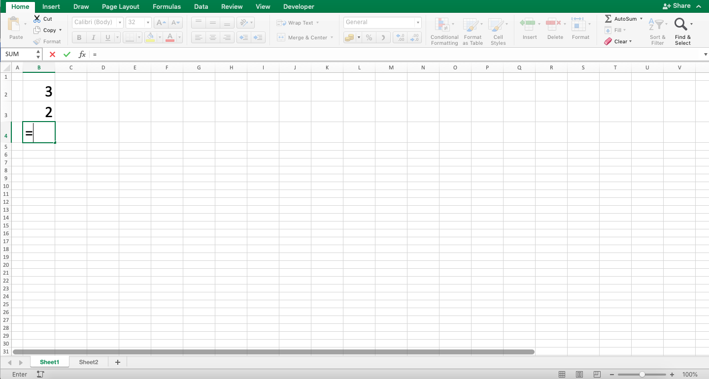 Cara Menulis Rumus di Excel - Screenshot Langkah 1-1