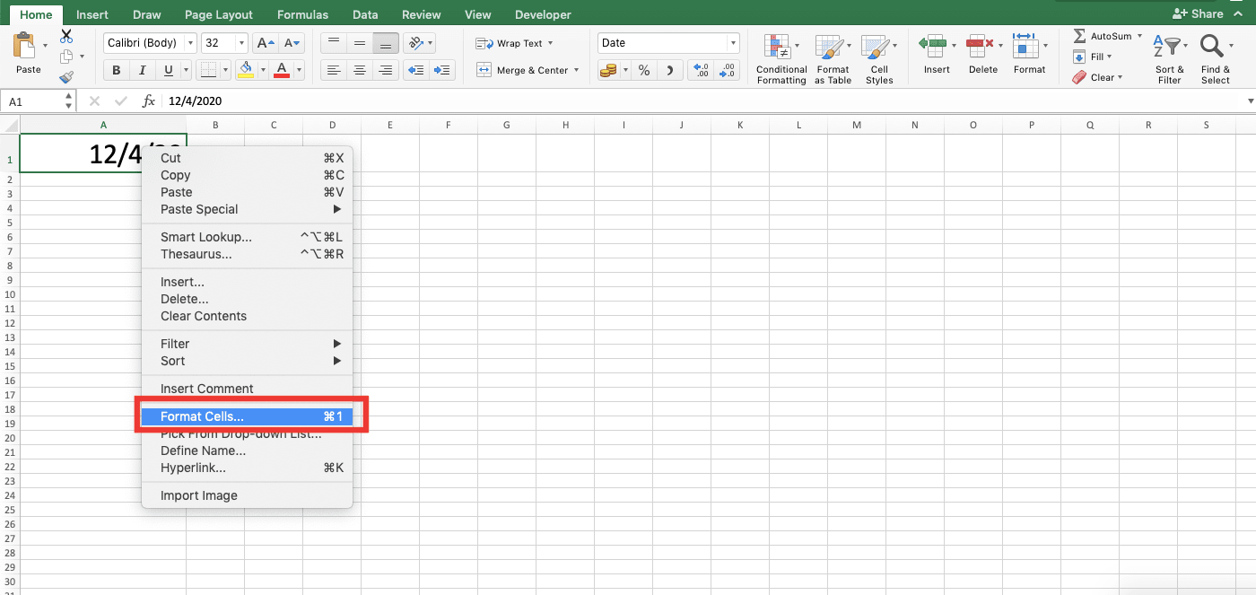 Cara Merubah Format Tanggal di Excel - Screenshot Langkah 1-2-1